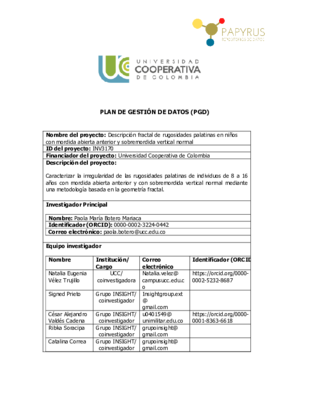 Plan de Gestión de Datos