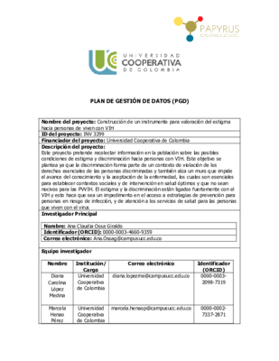 Plan de Gestión de Datos